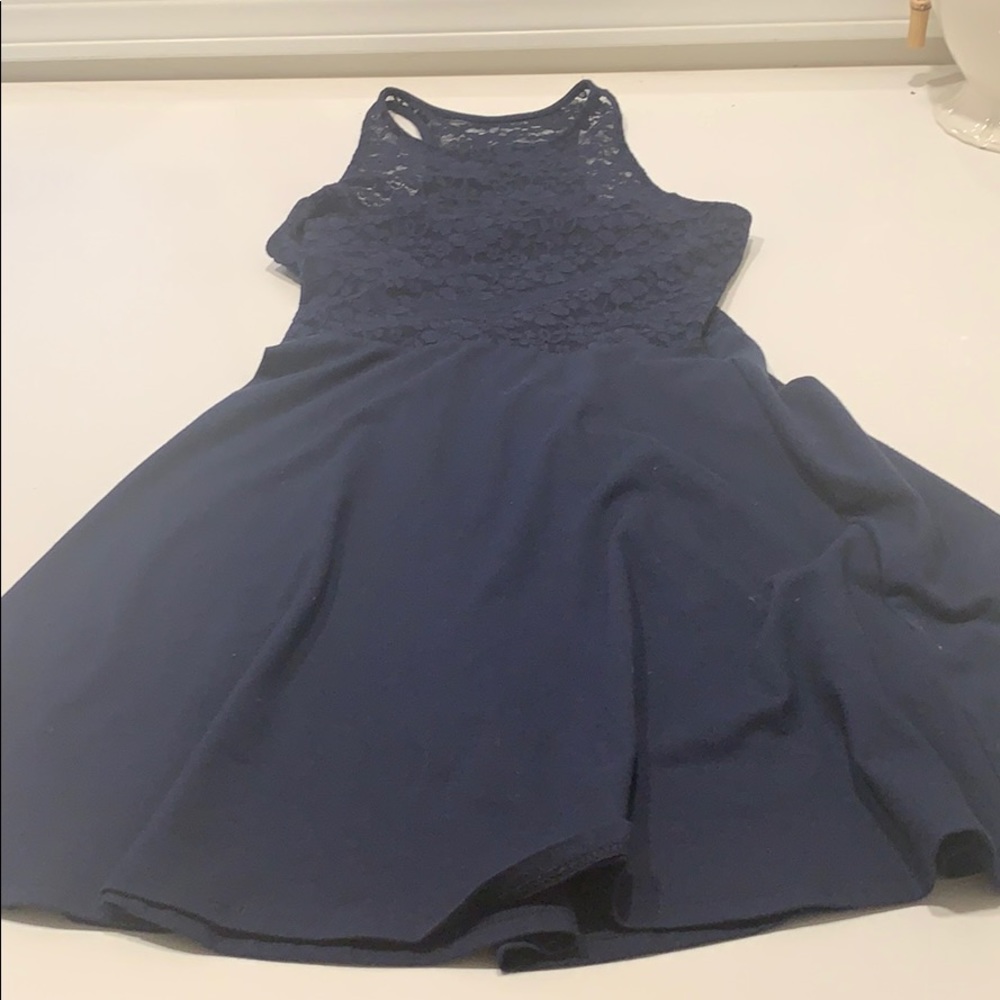 Navy blue laced tank flowy dress